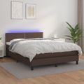 vidaXL Boxspring posteľ s matracom a LED hnedá 140x190 cm umelá koža