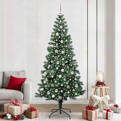 vidaXL Umelý predsvietený vianočný stromček Zelená 240 cm PVC a kov