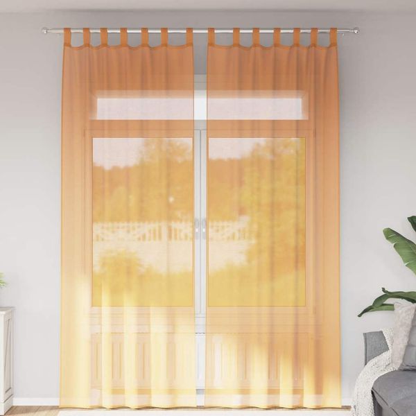 vidaXL voálové závesy s pútkami, 2 ks, oranžové, 140x260 cm