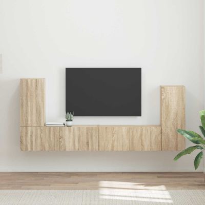 vidaXL Zostava TV skriniek 4 pcs Sonoma dub Kompozitné drevo