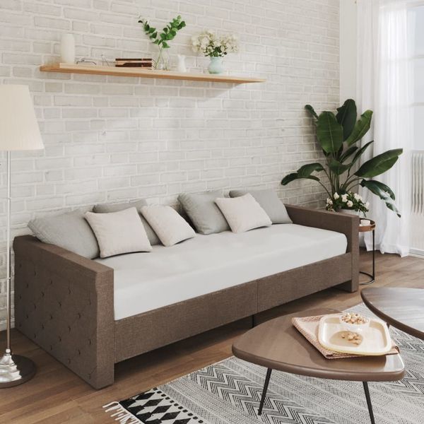 vidaXL Pohovka s matracom USB sivohnedá látková 90x200 cm