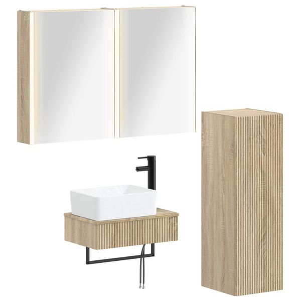 vidaXL Sada kúpeľňového nábytku 4 pcs Dub sonoma