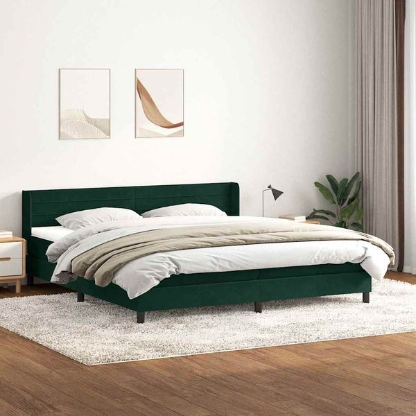 vidaXL Box Spring Posteľ s matracom Tmavo zelená 200x210 cm Zamat