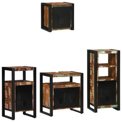 vidaXL Sada kúpeľňového nábytku Nástenný 4 pcs Masívne obnovené drevo
