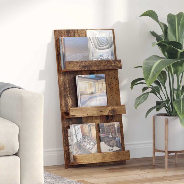 vidaXL Regál na časopisy Staré drevo 51 x 11 x 102 cm Kompozitné drevo