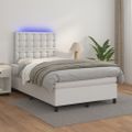 vidaXL Boxspring posteľ s matracom a LED biela 120x200 cm umelá koža