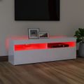 vidaXL TV skrinka s LED svetlami lesklá biela 120x35x40 cm