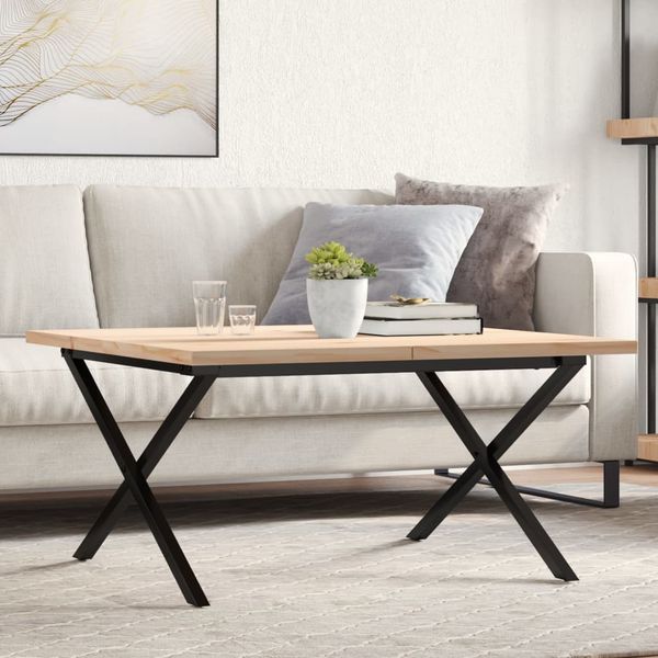 vidaXL Konferenčný stolík v tvare X 80x80x45,5 cm borovica a oceľ