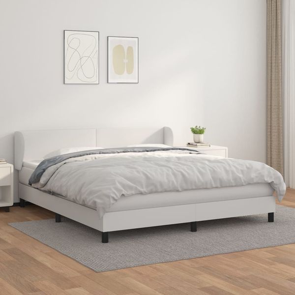 vidaXL Boxspring posteľ s matracom biela 160x200 cm umelá koža