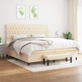 vidaXL Boxspring posteľ s matracom krémová 200x200 cm látka