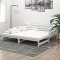 vidaXL Rozkladacia denná posteľ 2x(90x200) cm, biela, borovicový masív