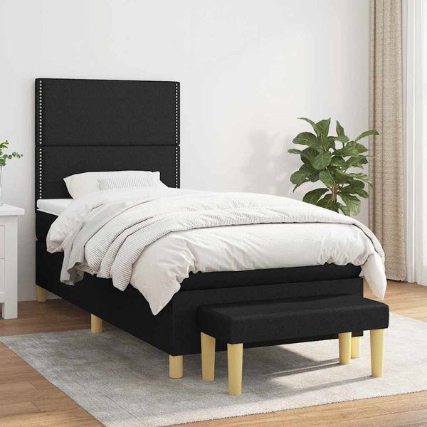 vidaXL Posteľný rám boxspring s matracom čierny 80x200 cm látka