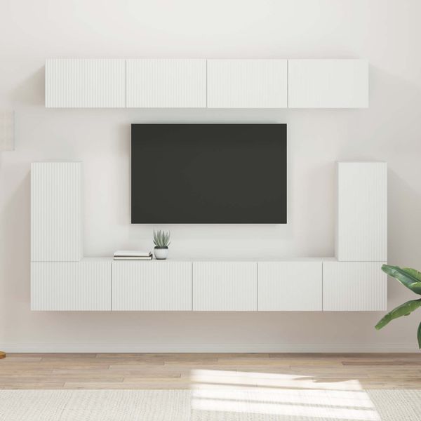 vidaXL Zostava TV skriniek Nástenný 5 pcs Biela Kompozitné drevo