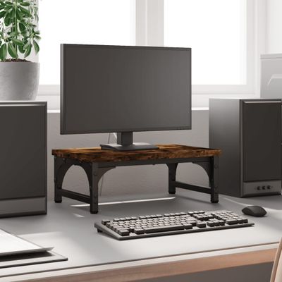 vidaXL Stojan na monitor dymový dub 37x23x14 cm kompozitné drevo