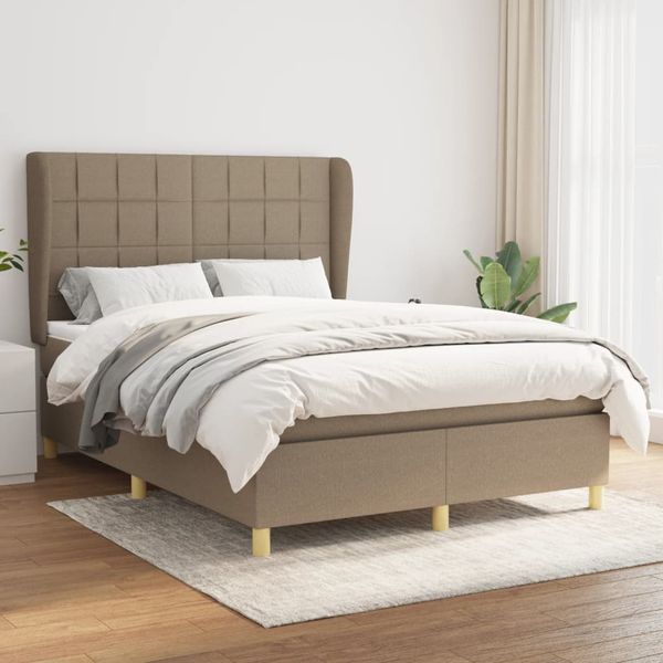 vidaXL Boxspring posteľ s matracom sivohnedý 140x190 cm látka