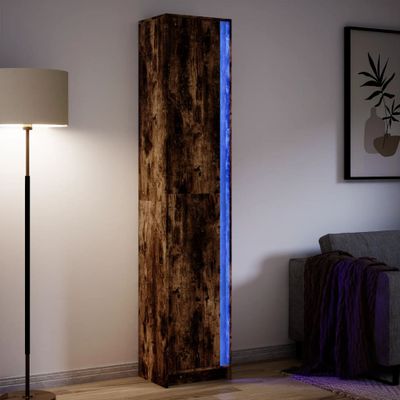 vidaXL Vysoká skrinka s LED dym. dub 41,5x32,5x200 cm kompozitné drevo