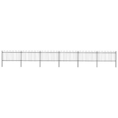 vidaXL Záhradný plot s oblúkom navrchu, oceľový 1005x100 cm, čierny