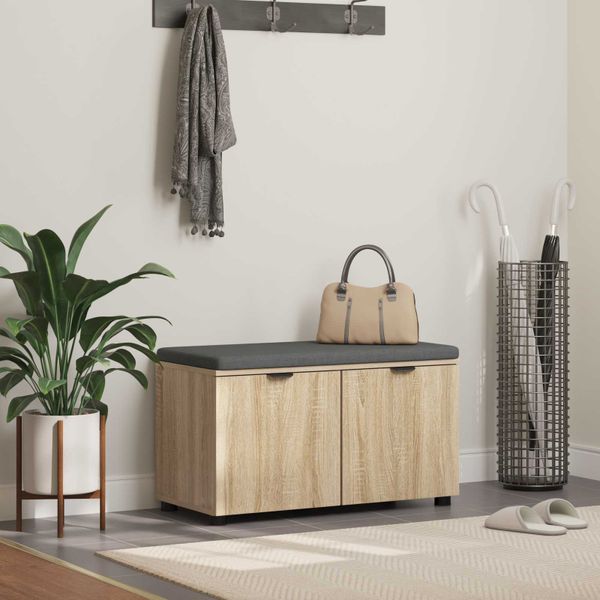 vidaXL Predsieňová lavica s vankúšom Sonoma dub 80 x 38 x 46 cm