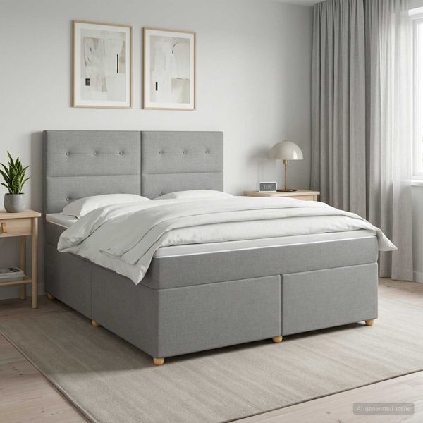 vidaXL Posteľ boxspring s matracom Svetlosivá 140 x 190 cm Látka