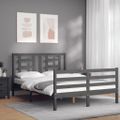 vidaXL Rám postele s čelom sivý 140x190 cm masívne drevo