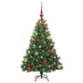 vidaXL Umelý vianočný stromček s 150 LED-i Zelená 120 cm PE a PVC