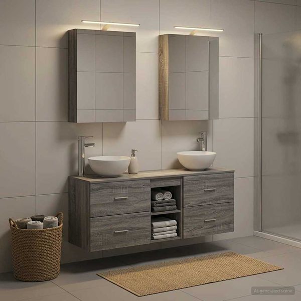 vidaXL Set kabinetov do kúpeľne 5 pcs Sivý Sonoma 50 x 14,5 x 70 cm