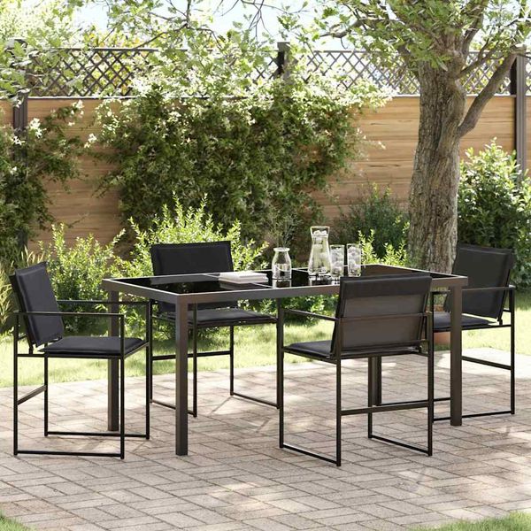 vidaXL Záhradný jedálenský set 5 pcs Čierna 160 x 80 x 73 cm
