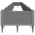 vidaXL Záhradný kvetináč s kolíkmi bledosivý 362,5x42,5x28,5 cm PP