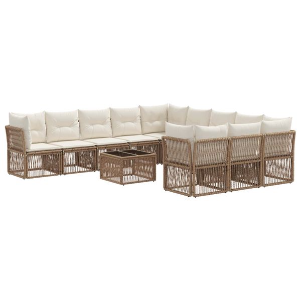 vidaXL Súprava záhradných pohoviek 12 pcs Béžová polyratan