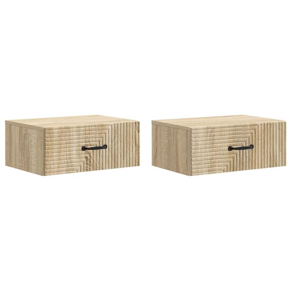 vidaXL Nástenná nočná skrinka 2 pcs Dub sonoma 49 x 34,5 x 20 cm