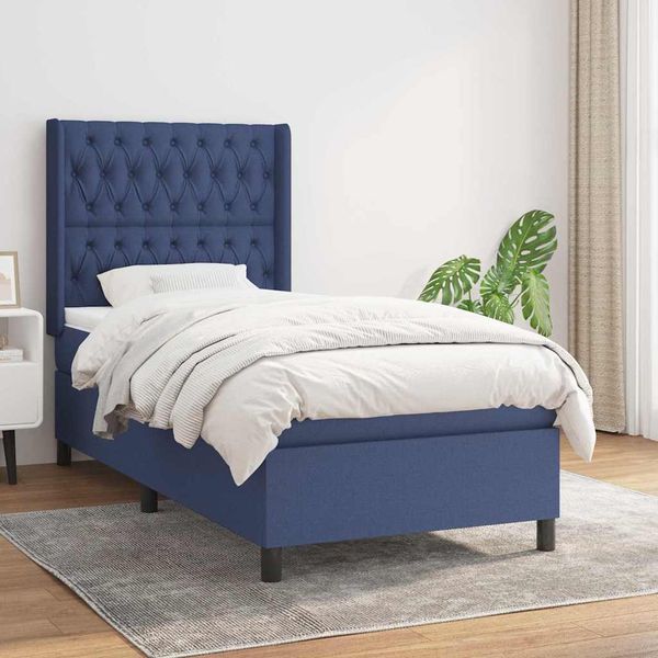 vidaXL Boxspring posteľ s matracom modrá 100x200 cm látka