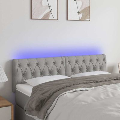 vidaXL Čelo postele s LED bledosivé 160x7x78/88 cm látka