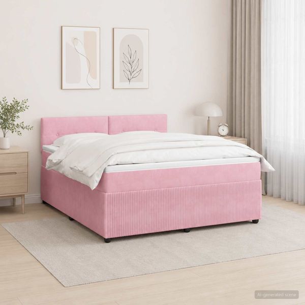 vidaXL Posteľ boxspring s matracom Ružová 140 x 190 cm Zamat