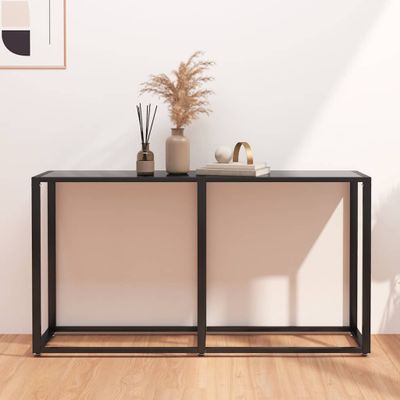 vidaXL Konzolový stolík čierny 140x35x75,5 cm tvrdené sklo