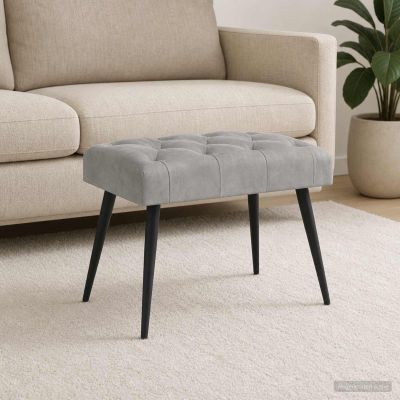 vidaXL Lavica s gombíkovým prešívaním Svetlosivá 60 x 40 x 45 cm Zamat
