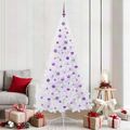 vidaXL Umelý vianočný stromček s 300 LED-i Biela 210 cm PVC a oceľ