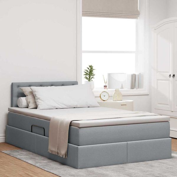 vidaXL Postel s úložným prostorem a matrací Svetlosivá 120 x 190 cm