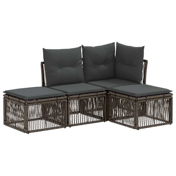 vidaXL Súprava záhradných pohoviek 4 pcs Sivá polyratan