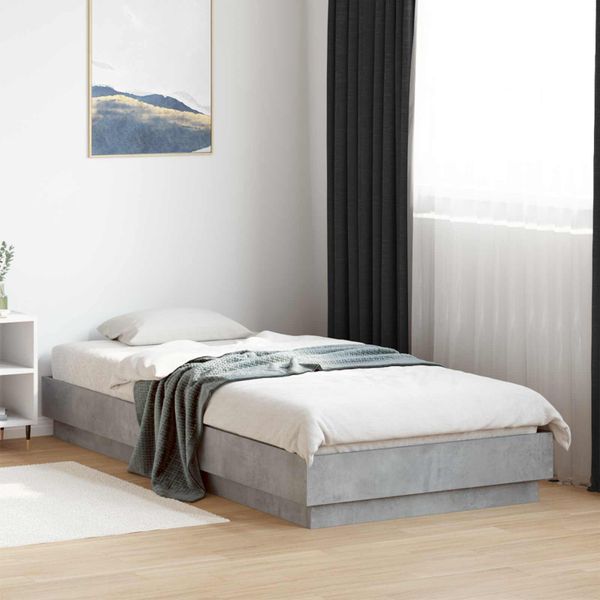 vidaXL Posteľový rám s LED Betónovo sivá 80 x 200 cm Kompozitné drevo