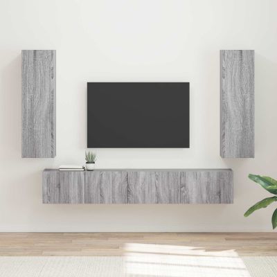 vidaXL Zostava TV skriniek Nástenný 3 pcs Sivý Sonoma Kompozitné drevo