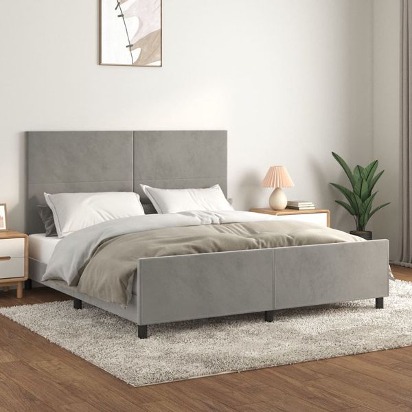 vidaXL Posteľ bez matraca svetlosivá 160x200 cm zamat