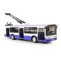 Trolejbus ktorý hlási zastávky česky 28 cm modrý