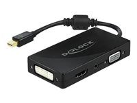 Video adaptér - Mini DisplayPort s pinmi (male) do HD-15 (VGA), mini-phone stereo 3.5 mm, DVI-I, HDMI, Micro USB typ B so zdierkami (female) - 15 cm - čierna - pasívny konvertor