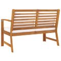 vidaXL Záhradná lavička s krémovými vankúšmi 114,5 cm akáciový masív