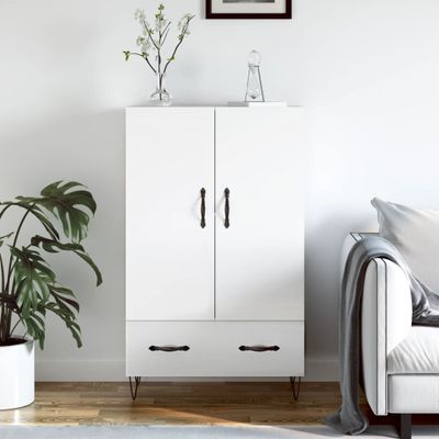 vidaXL Vysoká skrinka lesklá biela 69,5x31x115 cm kompozitné drevo