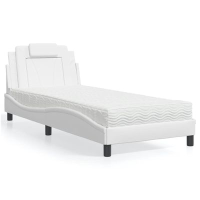 vidaXL Posteľ Viana s matracom biela 80x200 cm umelá koža