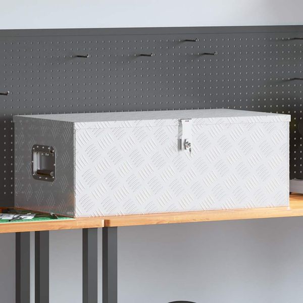vidaXL Úložný box strieborný 90x47x33,5 cm hliník