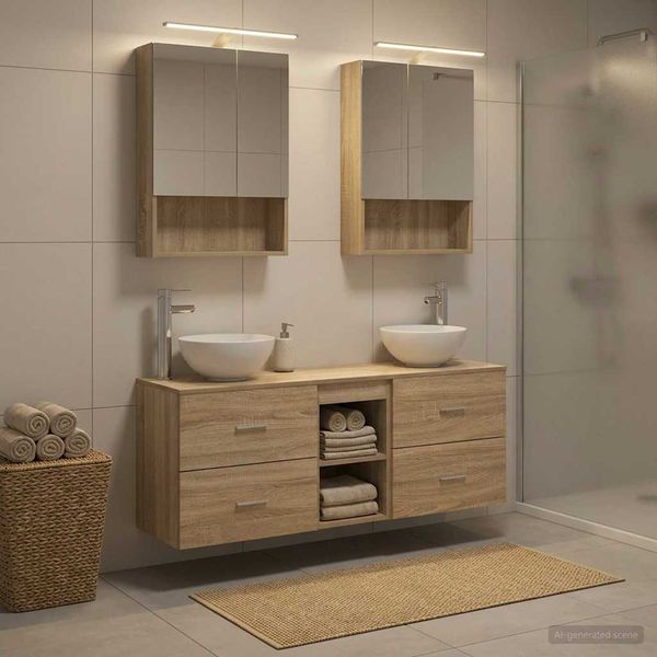 vidaXL Set kabinetov do kúpeľne 5 pcs Dub sonoma 50 x 14,5 x 70 cm