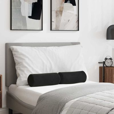vidaXL Podložkové vankúše 2 pcs Čierna Ø 15 x 40 cm Kordúrová tkanina