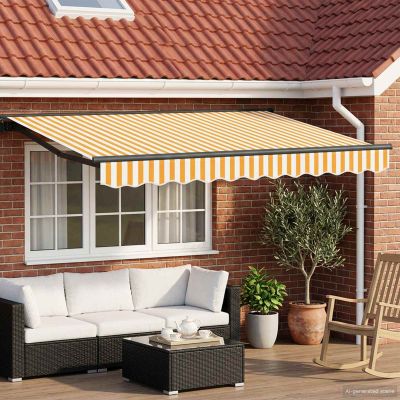 vidaXL Ručný rám markízy s LED Žltá, Biela, Antracitová 3 x 2 m